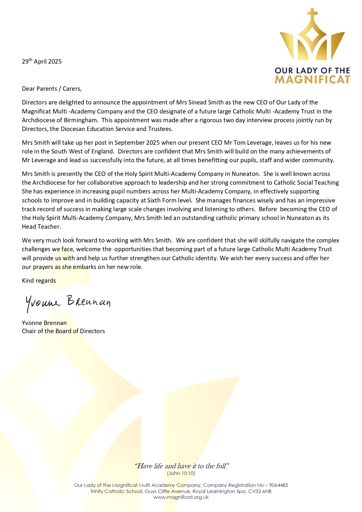 OLOM Update Parents & Carers Letter